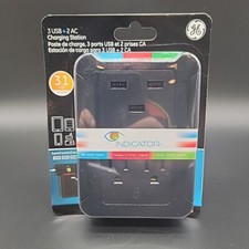 Black GE Multiple Device Charging Station 3 USB 2 AC with Light Indicator