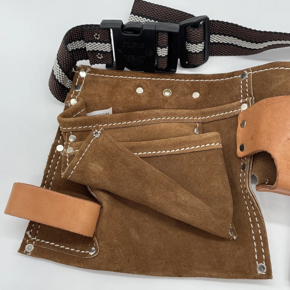 Vtg Nicholas Heavy Split Cowhide Handyman Leather Tool Belt 493X Pouch Carpenter - Image 2 of 4