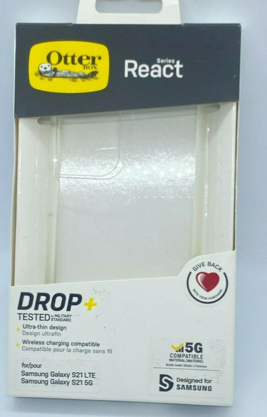OtterBox React Series Samsung Galaxy S21 Case - Clear Ultra-slim 