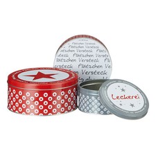 Metall Keksdose 3er Set - 3 Motive - Weihnachts Gebäck Plätzchen Dose Kekse rund