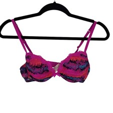 La senza lingerie Perfectly me 32C pink orange lacy underwire padded adjustable