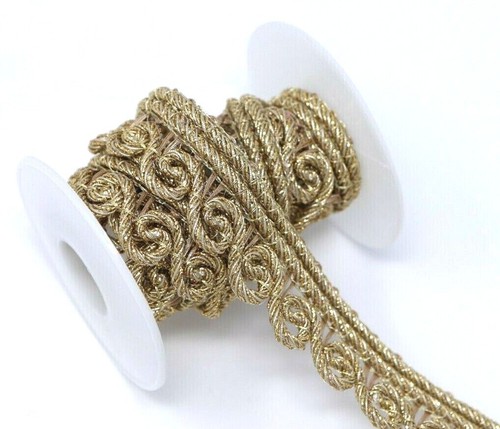 2Y Zari Heavy Quality Scallop Edging Lace Trim Metallic Color Embellishment,Deco - Picture 14 of 16