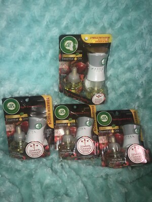 4 Air Wick Apple Cinnamon Medley Essential Oils W/ Bonus Warmer Scented Oil Lot