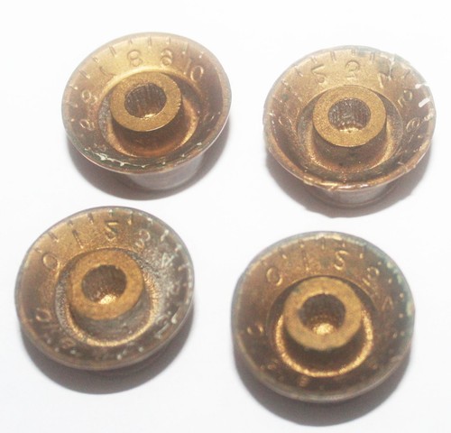 RARE Vintage 1960 Gibson Reflector Knobs Gold 1961 Bonnet Top Hat Knobs Les Paul - Picture 2 of 11