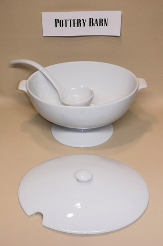 Pottery Barn ~ Great White Oval Soup Tureen w/ Lid & Ladle - Picture 8 of 8