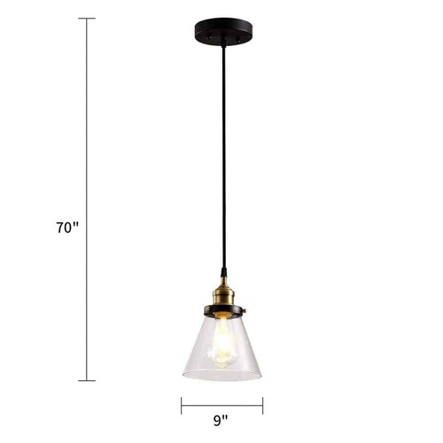 Cedar Hill 1-Light Black Pendant Light with Glass Shade Chandeliers Incandescent - Picture 4 of 8