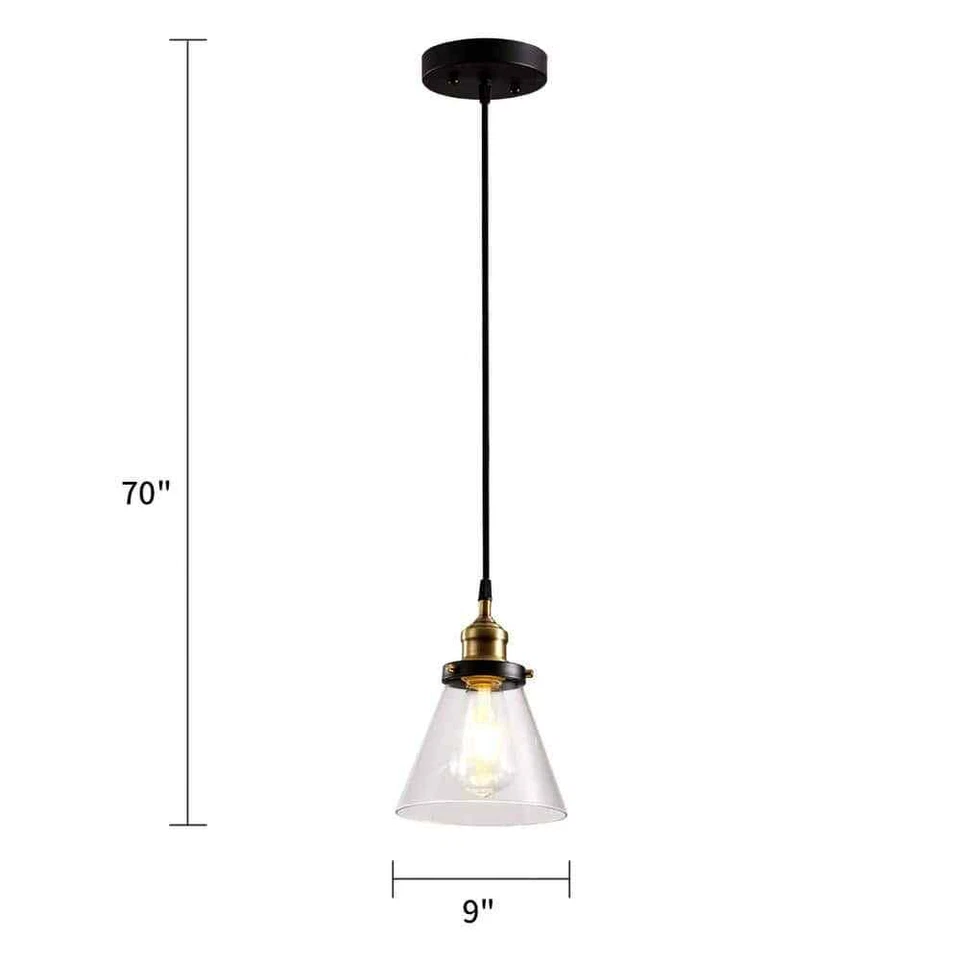 Cedar Hill 1-Light Black Pendant Light with Glass Shade Chandeliers Incandescent - Image 4 of 4
