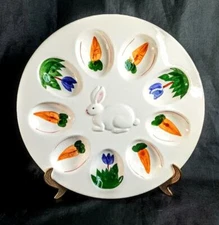 Vintage Hand Painted Easter Deviled Egg Plate