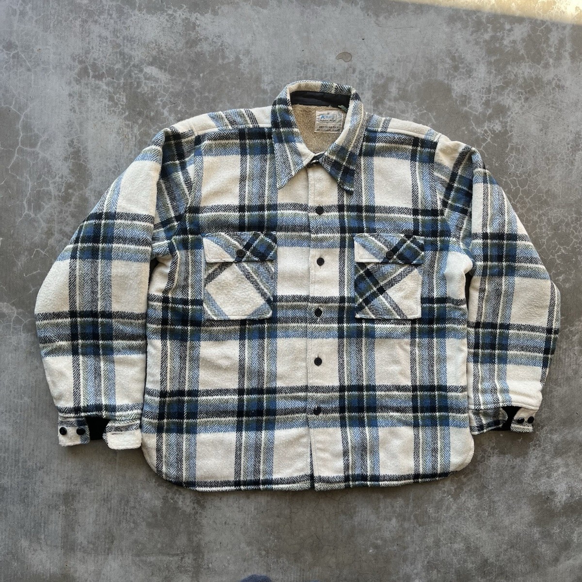 Vintage 1970's KMart Wool Sherpa Lined CPO Flannel Jacket Vintage 1970's KMart Wool Sherpa Lined CPO Flannel Jacket