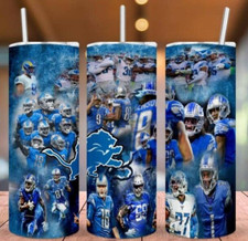 Detroit Lions NFL Team Style Multicolor 20oz Insulated Tumbler Lid Straw New