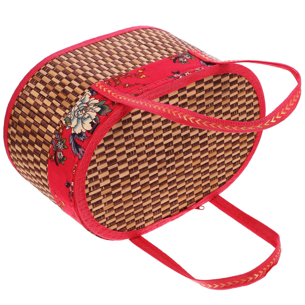 Woven Basket With Handle Bamboo Woven Storage Basket Gift Package