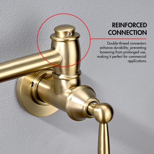YSNOL Pot Filler Faucet, Wall Mount Pot Faucets for Kitchen Sink with Double - Picture 9 of 9