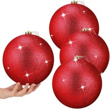 4 Pcs Extra Large Christmas Ball Ornaments Glitter 8'' 200 Mm Giant Oversiz...