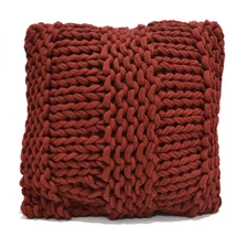 Oake Chunky Knit Decorative Pillow 18 X 18 Zip Close Comfortable Solid Red New