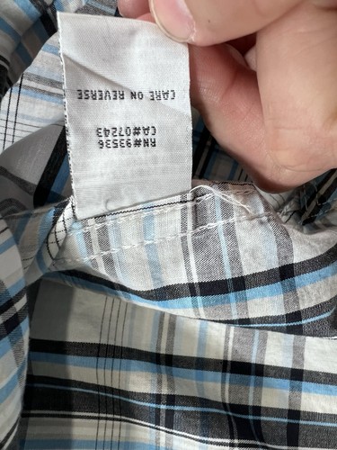 MARC ECKO CUT & SEW White W/ blue & Black Plaid LS Shirt XL Y2K Vtg 90’s Preppy - Picture 15 of 17