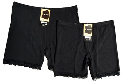 2 er Pack Damen Unterhose Lange Baumwoll-Boxershorts mit Spitze Gr. M (36-38)