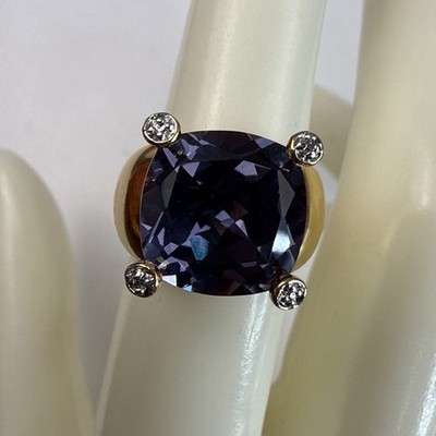 ROSS SIMONS synthetischer Alexandrit mit Diamant Akzenten 18kt Gold Vermeil SS 925 S6