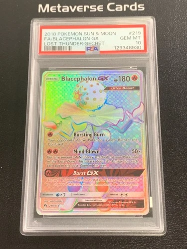 2018 Pokemon Sun & Moon Lost Thunder Blacephalon GX Full Art 219/214 PSA 10