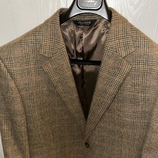 Jos. A. Bank Mens 43L Brown Plaid 100 Camel Hair 2-Button Blazer Sport Coat