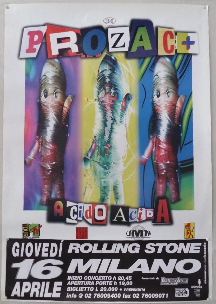original promo poster PROZAC+ live in 1998 Milan Rolling Stone (138)