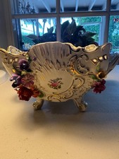 Dresden Savoy Porcelain Floral Centerpiece Bowl, Carl Theme signature