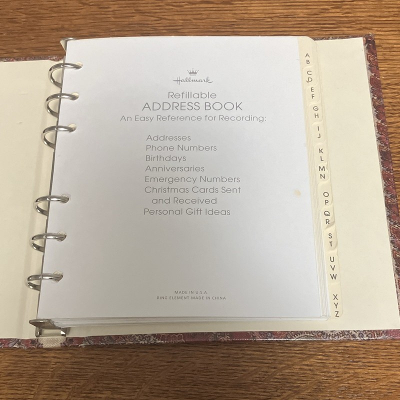 Hallmark Refillable Address Book Ring Binder A-Z Tabs Paisley Cover RA5966