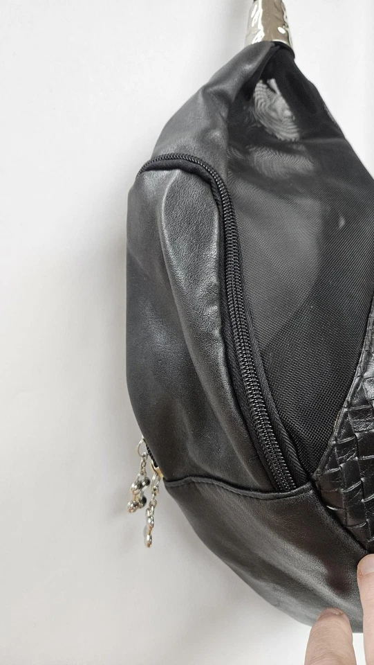 Bolso de Mano Portador de Perros Cromo Huesos Negro Tejido Malla Lados Mango Trenzado Mascota Foto 4 de 4