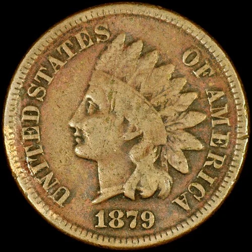 1879 INDIAN HEAD CENT ✪ FINE F ✪ 1C PENNY COIN L ◢TRUSTED◣