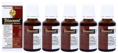 5 x ADEL GERMANY Diacard Gold Drops Madaus 25 ML HOMEOPATHIC