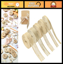 Natural Jute Burlap Ribbon Set - 5 Rolls for Crafting, Gift Wrapping Rustic De