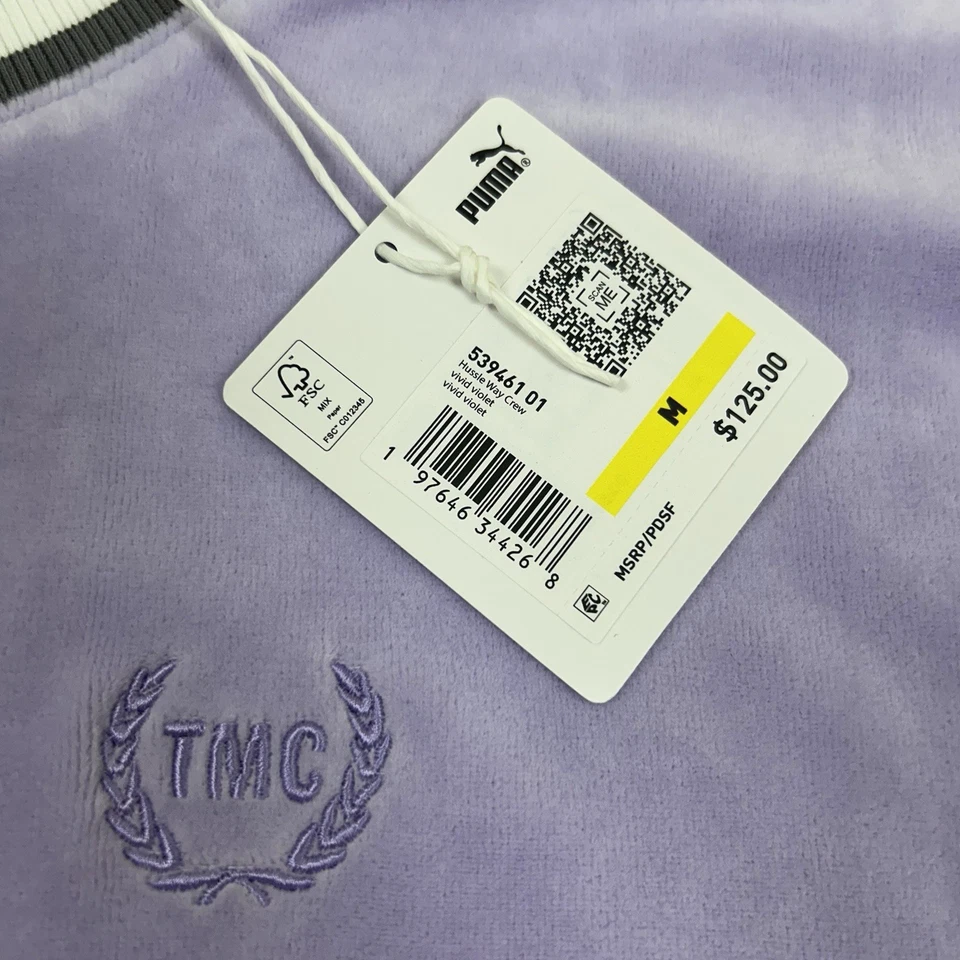 Sudadera Puma x TMC Hussle Way Crew LS Para Hombre Mediana Vivo Violeta Púrpura $125 Foto 3 de 4