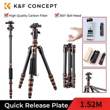 K F Concept 60" Carbon Fiber Camera Tripod 8kg Load 360 Ball Head for DSLR