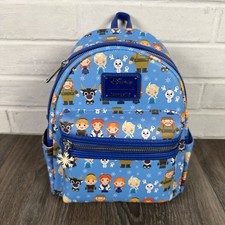 Mini Mochila Loungefly Disney Frozen Chibi Personajes Impresión AOP Nueva