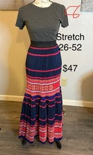 Hamp Maxi Hmong elastic waist Skirt,Thailand Hmong Hill Tribe Maxi Skirt Onesize