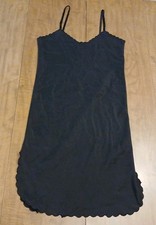 SAKS FIFTH AVENUE 50's Black Taffeta Full Slip Dress Adjustable Strap 32