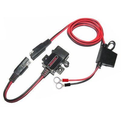 MOTOPOWER MP0609A 3.1Amp Motorcycle USB Port Kit SAE to Red, Black 