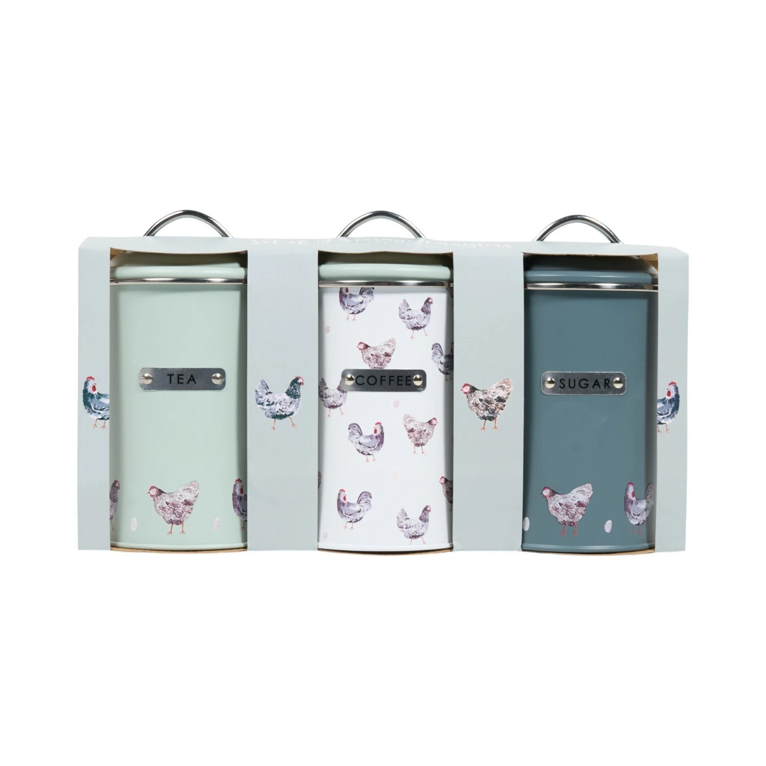 New Set of 3 Life Canisters, Airtight Domed Metal Lids, Ideal for Tea.