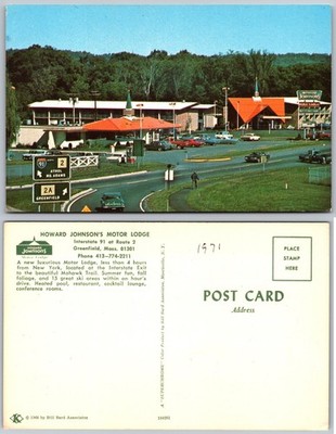 Howard Johnsons Motor Lodge Greenfield MA Postcard
