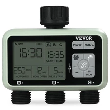 VEVOR 3-Zone Water Timer Smart Irrigation Controller Hose Sprinkler LCD Rain