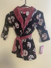 NWT Girls 4T Disney Minnie Mouse Robe With Belt Black Belted SKU TR39