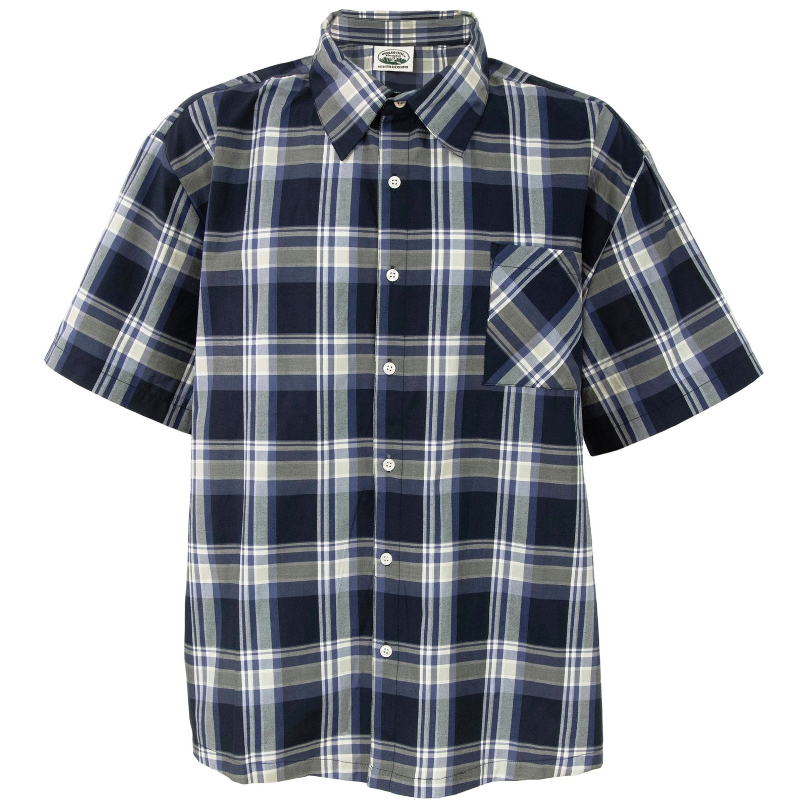 Woodland Creek Mens Short Sleeve Button-Up Shirt in Blue and Grey Plaid XL 4090₽