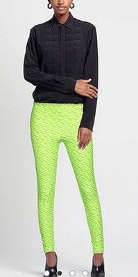 Versace Greca All Over Logo Leggings Acid Green Womens 36/US0 $990