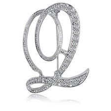 Letter Brooch Pins Initial Rhinestone Brooch for Women Crafts Silvery Q