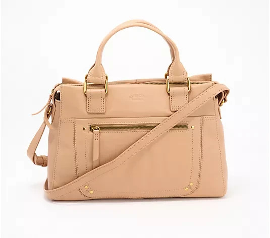 American Leather Co Jamestown Leather Satchel w/Crossbody-Nutmeg-NEW-A695189