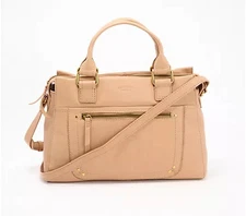 American Leather Co Jamestown Leather Satchel w/Crossbody-Nutmeg-NEW-A695189
