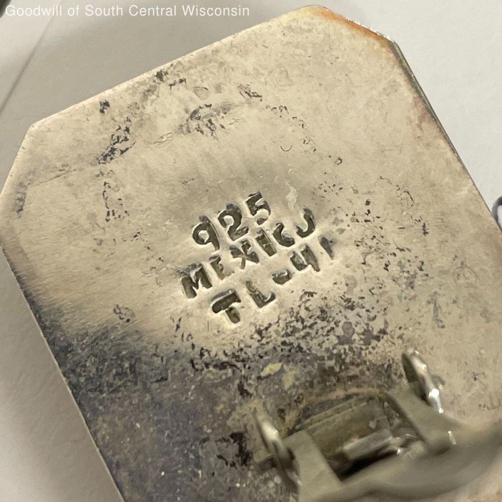 Mexico Sterling Silver Rectangular Onyx Clip-on E… - image 4