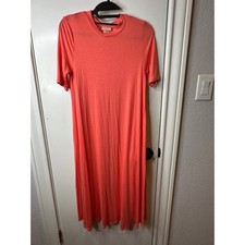 Iconic Luxe Coral Pink Short Sleeve Maxi Dress Small PV2019 Made in USA
