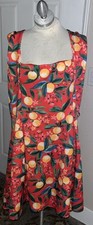 🍋 Vince Camuto Womens Plus Size Fit & Flare Dress Orange 22 W sleeveless citrus