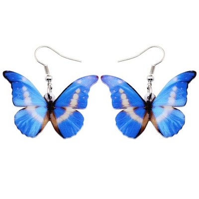 Drop Dangle Big Morpho Menelaus Butterfly Earrings Insect Pattern Fashion J - 02