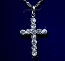 Christmas Sale Moissanite Cross Pendant Solid 14K White Gold 1.75 CT Round Cut